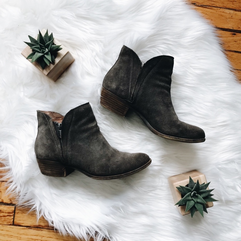 Lucky Brand Grey Suede Booties Size 9